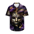 thumbnail image 3 of JURANMO 2025 Men Carnival Costume, Loose Fit Graphic Printed Button Up Bowling Shirts Dressy Lapel Tropical Shirt Big and Tall Holiday Beach Tops Multicolor 3XL Clearance On Halloween, 3 of 6