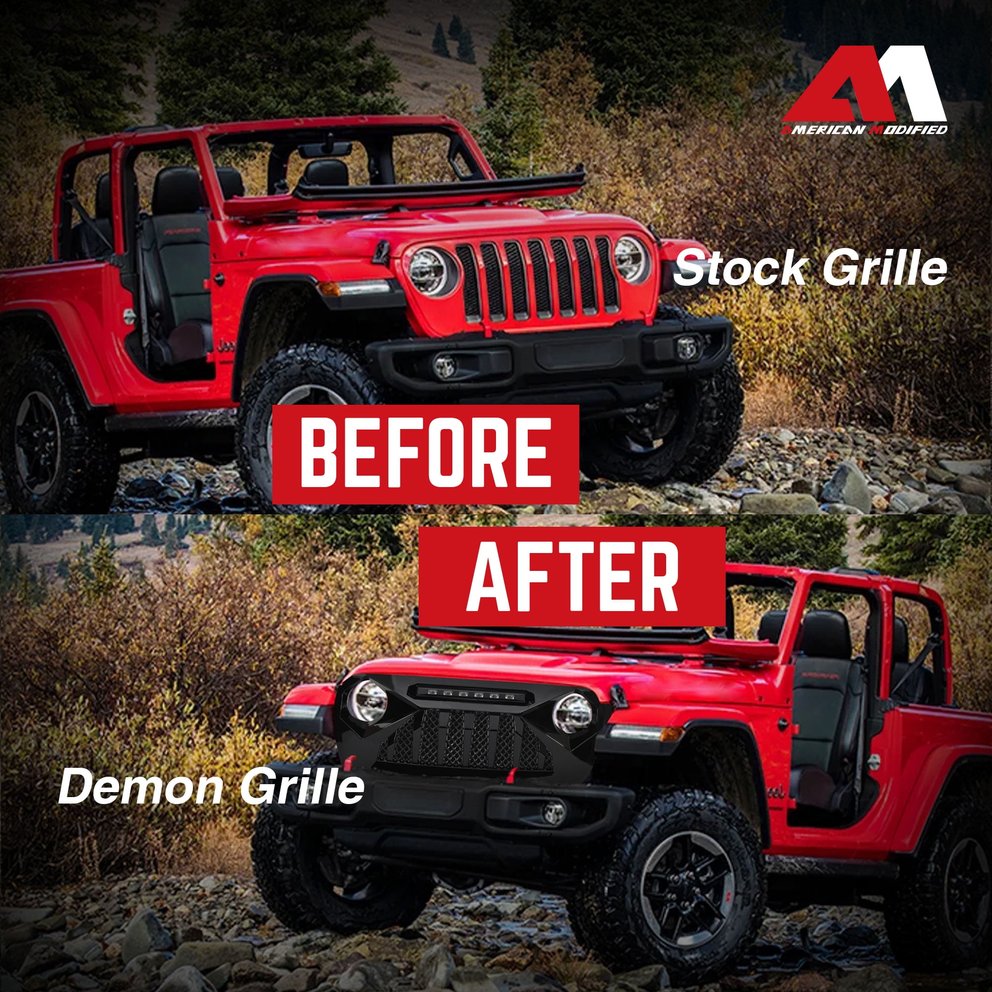 AMERICAN MODIFIED Shark Grille for 2018+ Wrangler JL & 2020+ Gladiator JT