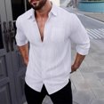thumbnail image 1 of pstuiky camisa de manga larga para hombre, Camisa tipo cárdigan de manga larga con solapa y botones de color liso para hombre top de hombre m, 1 of 9