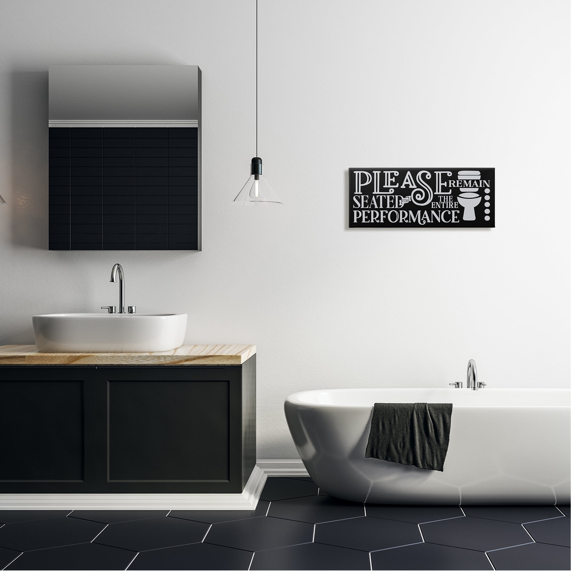 Stupell Industries Please Remain Seated Phrase Typography Painting Gallery Wrapped Canvas Print Wall Art, 24 x 10