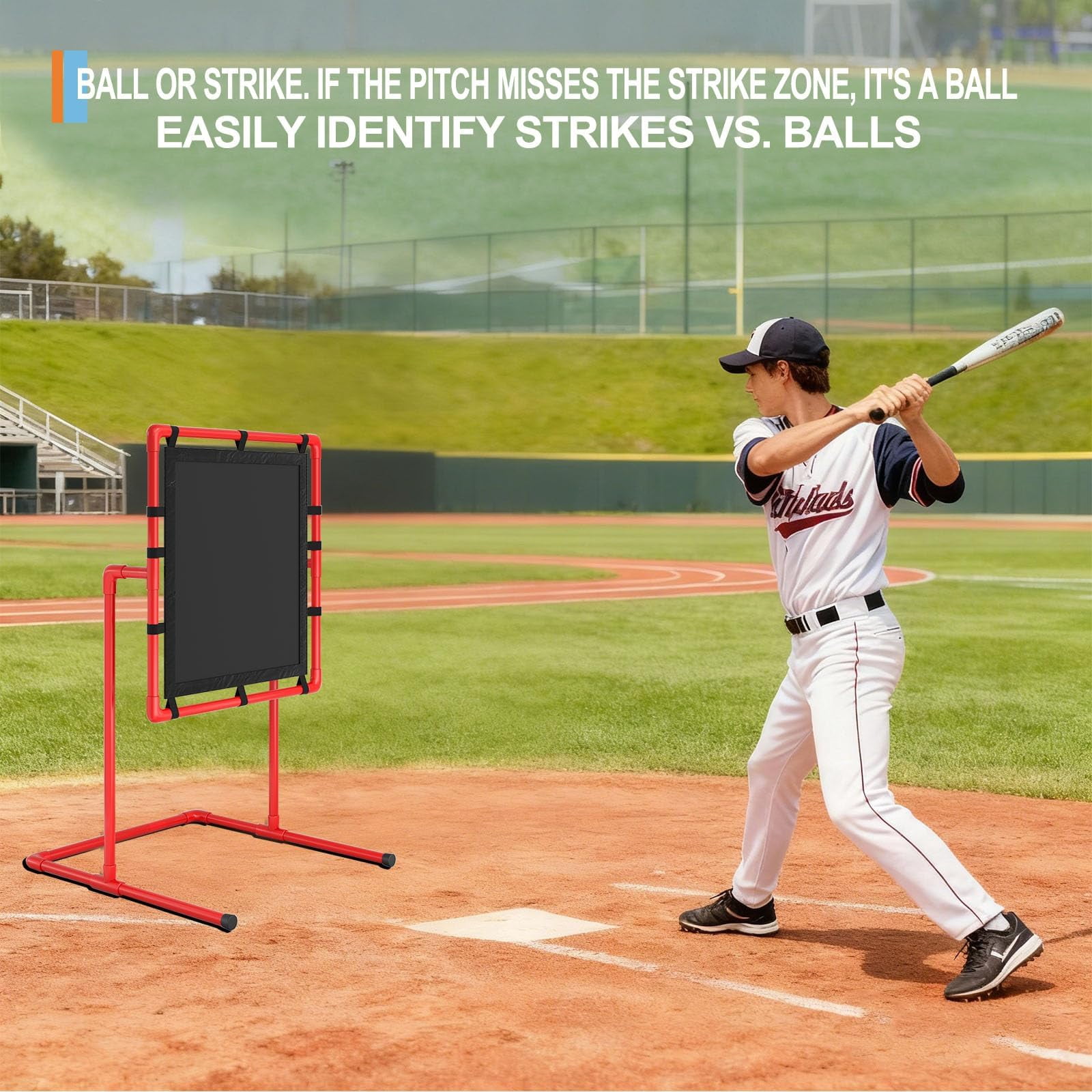 DSstyles Baseball & Softball Batting Trainers. Pitching Trainer Compatible with Plastic Balls.  Ball and Blitzball. Easy Set Up and Assembly