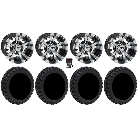 GTW Vampire 14" Golf Cart Wheels Black 23" Nomad Tires E-Z-GO & Club Car