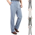 thumbnail image 3 of Chiccall Mens Oversized Cotton Linen Dress Pants Casual Elastic Waist Pocket Loose Summer Vacation Beach Trousers Blue 3XL, 3 of 3