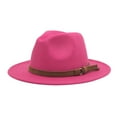 thumbnail image 2 of Dyfzdhu Windfall Men & Women Vintage Wide Brim Fedora Hat With Belt Buckle Pink, 2 of 4