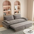 thumbnail image 3 of 73.2" Queen Pull Out Sofa Bed,3-in-1 Convertible Sleeper Sofa,Multi-Functional Velvet Loveseat Bed,Grey, 3 of 12