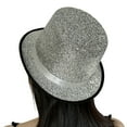 thumbnail image 5 of Modern Fedora Top Hat Victorian Age Blingbling Short Brim Top Hat Flickering Glitter Magician Hat for Holiday Stage, 5 of 8