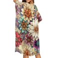 thumbnail image 4 of HELLHERO High Quality Fabrics Swimwear Coverup for Poolside Breathable Free Size Long Kimono Swimsuit Cover Up Flowers Pattern, 4 of 6