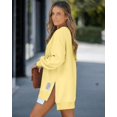 thumbnail image 3 of CHICME Womens Zipper Slit Long Sleeve Sweatshirt Dress Casual Pullover Tops Fall Outfit Yellow-XL, 3 of 6