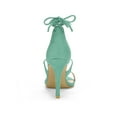 thumbnail image 2 of BLISSFUL STEP Chaussures pour Femmes Sandales à Talon Aiguille Haut à Bride Cheville à Nouer Bout Ouvert en Faux Suède Vert Turquoise 10, 2 of 7