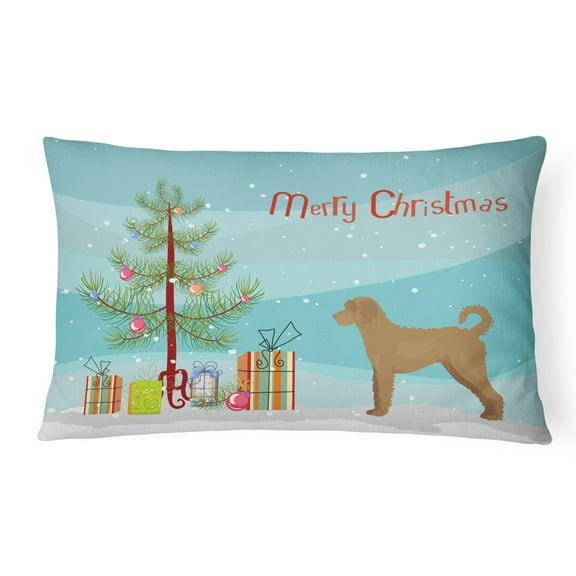 Carolines Treasures CK3846PW1216 Tan Labradoodle Christmas Tree Canvas Fabric Decorative Pillow, 12H x16W, multicolor