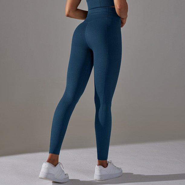 MKLEKYY Vestido deportivo para mujer, pantalones de yoga ajustados de punto sin costuras color melocotón para mujer, cintura alta, para correr y fitness