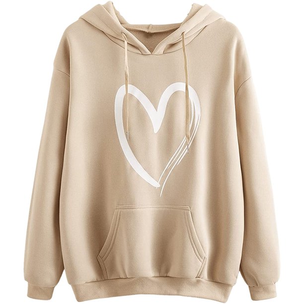 SweatyRocks Sudadera con capucha de manga larga con estampado de corazón informal para mujer Zhivalor HMHZ1836-9