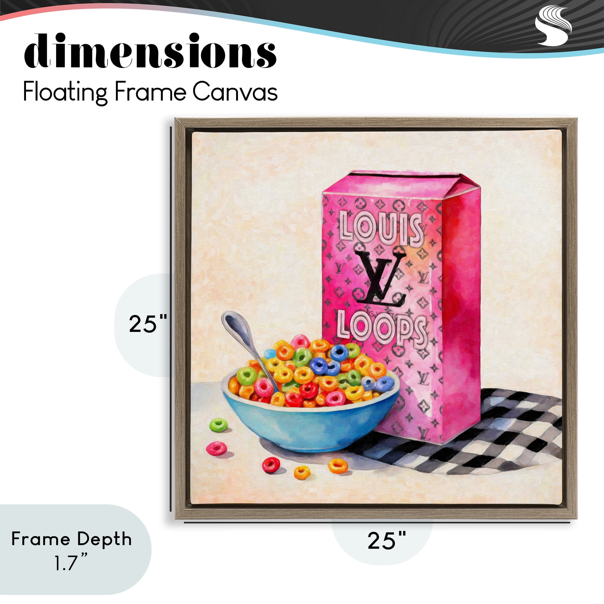 Stupell Industries Fashion Loops Cereal Brown Framed Floater Canvas Wall Art, design by Grotto Studios