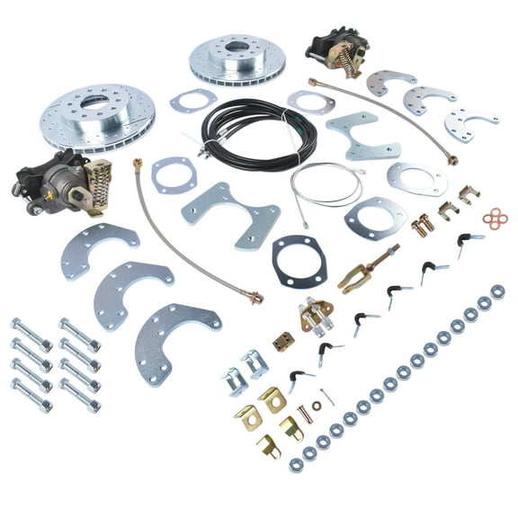 Mustrod Complete Rear Disc Brake Conversion Kit for Ford 8 Inch & 9 Inch Small Bearing w/Parking Brake Cables