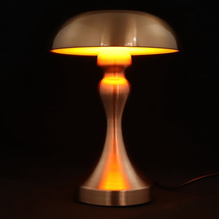 UPOUART Stylish Metal Mushroom Table Lamp with Soft Lampshade for Living Room Desk Light