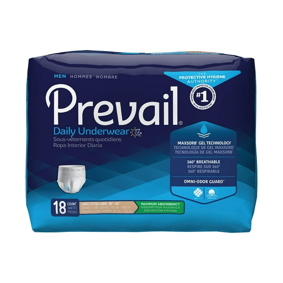 Prevail Daily Underwear Adult Underwear Pull On Large / X-Large Disposable Heavy Absorbency, PUM-513/1 - Pack of 18
