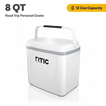 RTIC Road Trip Personal Cooler, 8 QT, 12 Can Hard-Sided Ice Chest Cooler, Pond/Pale Pink