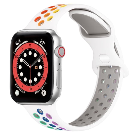 WFEAGL Sport Apple Watch Bands Soft silicone Breathable Bands 38mm 40mm 41mm White Colorful