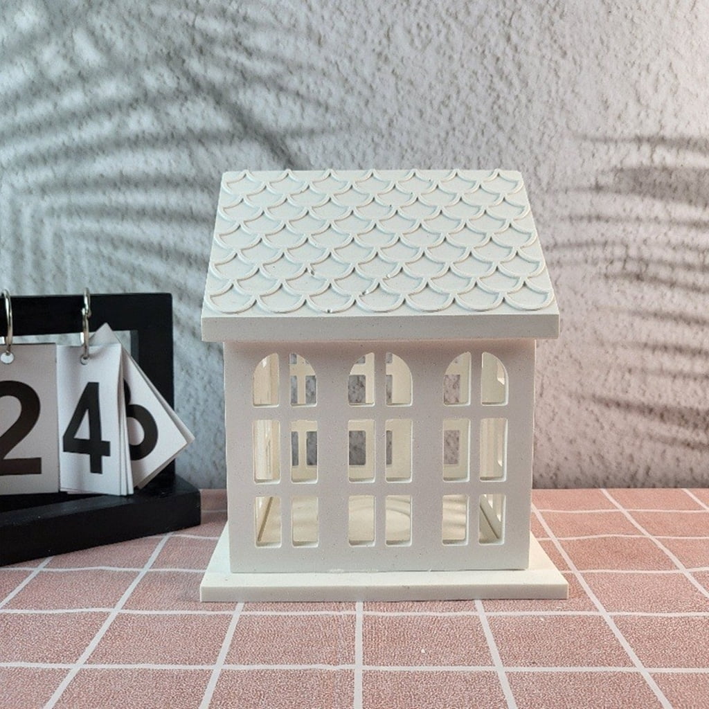 lanema Candle Holder Silicone Mold Church House Candlestick Resin Molds DIYs Concrete