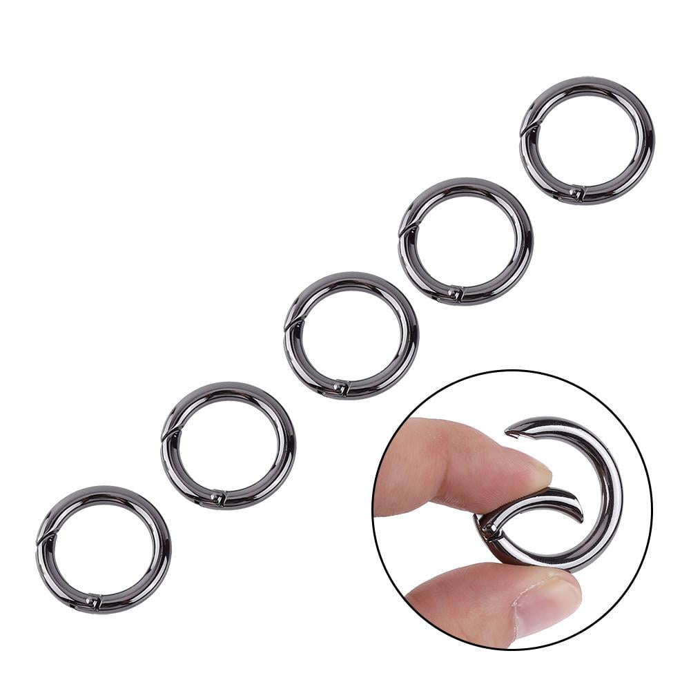 Demeras 5PCS/Bag Zinc Alloy Round Carabiner Gate Rings Spring O Rings Snap Clip Keyring Spring Snap Hook for Bags Camping Hiking Keychain Purses 