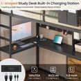 thumbnail image 3 of Metal Loft Bed Twin Size with Desk, 6 Storage Drawers and Bookshelf, Loft Twin Bed Frame with USB Charging Station, LED Lights, Storage Shelf, Full-Length Guardrail & Ladder, Black, 3 of 9