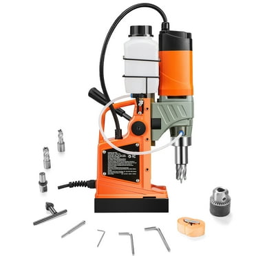 KFFKFF Electric Magnetic Drill, Motor Power of 1450W, Boring Diameter of 1.6 in, 2810 lbf Portability, Includes 2 Coring Bits, Adjustable Speed, Ideal for Metal Surface Drilling