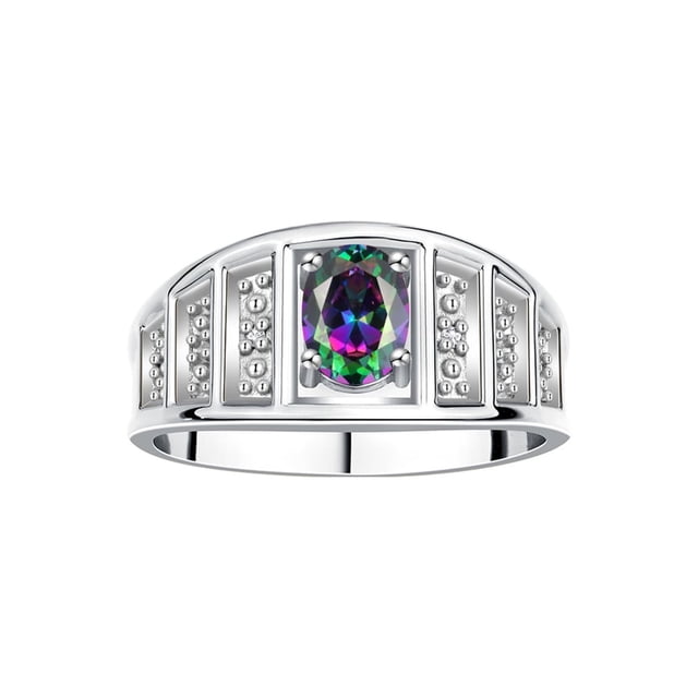 RYLOS Rings for Women Sterling Silver Ring Classic Style 7X5MM Oval Gemstone & Diamond Ring June Alexandrite Jewelry Size 9