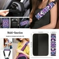 thumbnail image 4 of Yuyamidu Purple Boho Flower Blossom Car Seat Cover Set with Steering Wheel Cover Seat Belt Covers Center Console Pad Cup Holder Lip Gloss Bag Key Chain 13 PCS Auto Interior Sets, 4 of 6