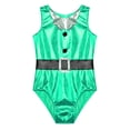 thumbnail image 5 of TiaoBug Kids Girls Christmas Santa Claus Cosplay Costume Sleeveless Ballet Dance Leotard with Shorts Green&Black 14, 5 of 7