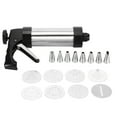 thumbnail image 1 of Cookie Press Gun Set, Stainless Steel Cookie Press Professional Cake Icing Gun Practical Cookie Icing Decorating Set with 8 Cookie Moulds and 8 Nozzles, 1 of 8