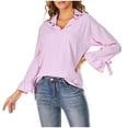 thumbnail image 1 of Chemises Basiques pour Femmes à Boutons Col Manches Longues Grande Taille Simple Extensible Formelle Unie Décontractée Blouse de Travail Tee, 1 of 7