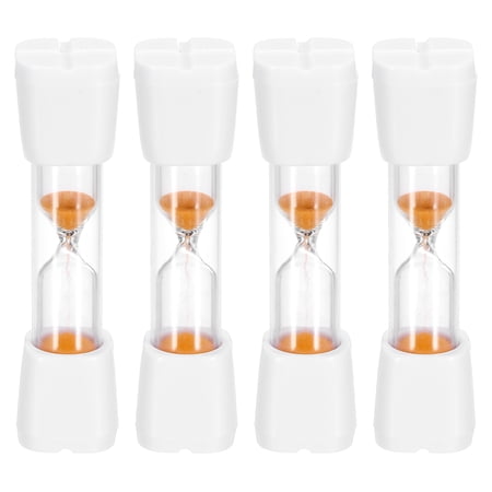 Uxcell 2 Minute Sand Timer 4Pcs Hour Glass Timer Mini Sandglass Visual Clock for Toothbrush Games Cooking Kitchen Home Office Decor White Cap with Orange Sand