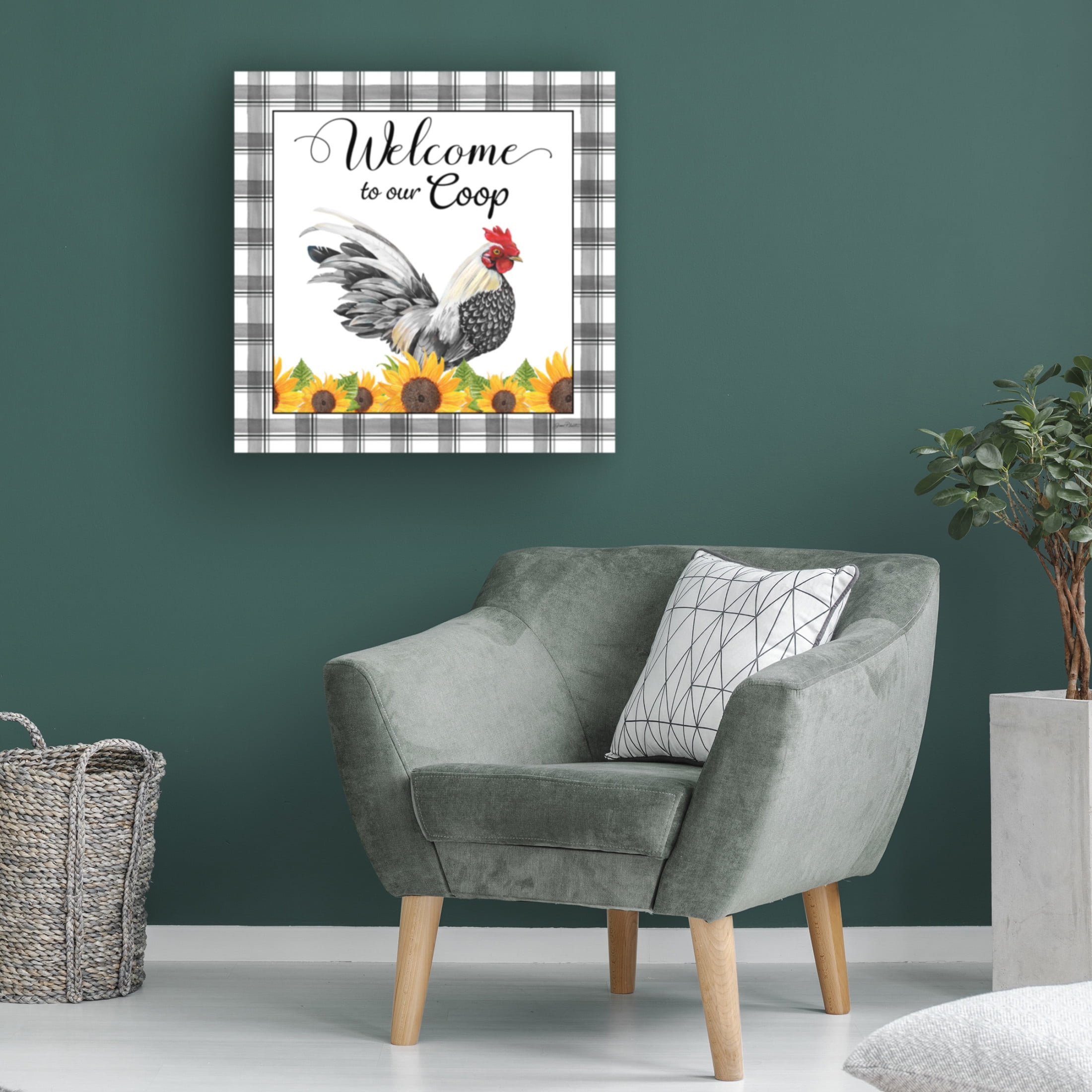 Canvas Wall Art - Jean Plout 'Lovely Plaid Sentiments E' Wall Art for Living Room, Bedroom, or Office Décor by Trademark Fine Art - 18 x 18 Inches