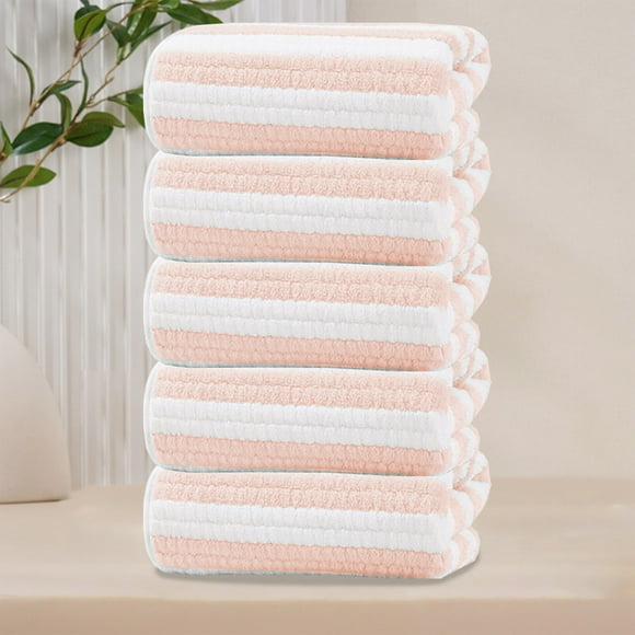 zanvin Face Towels, 13.7x29.5in 5pc Coral Velvet Candy Striped Flannel Towel Face Towel Absorbent Quick Drying New Face Bath Large Towel Must Have for Home and Travel Super Soft Experience Men Gifts
