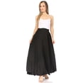 thumbnail image 5 of Sakkas Noemi Women's Long Maxi Summer Casual Boho Skirt Elastic Waist & Pockets - Black - One Size, 5 of 5