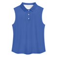 thumbnail image 3 of WTOBBY Women's Summer Fashion Solid Color Lapel Button Sleeveless Vest Casual Top, Polo Style for Sporty Chic, Perfect for Warm Weather, Versatile and Comfortable,Royal Blue XL, 3 of 4