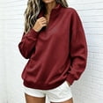 thumbnail image 5 of Horkkom Quarter Zip Pullover Women Casual Loose Soft Tops Oversized Fall Winter Sweatshirt XXL, 5 of 6