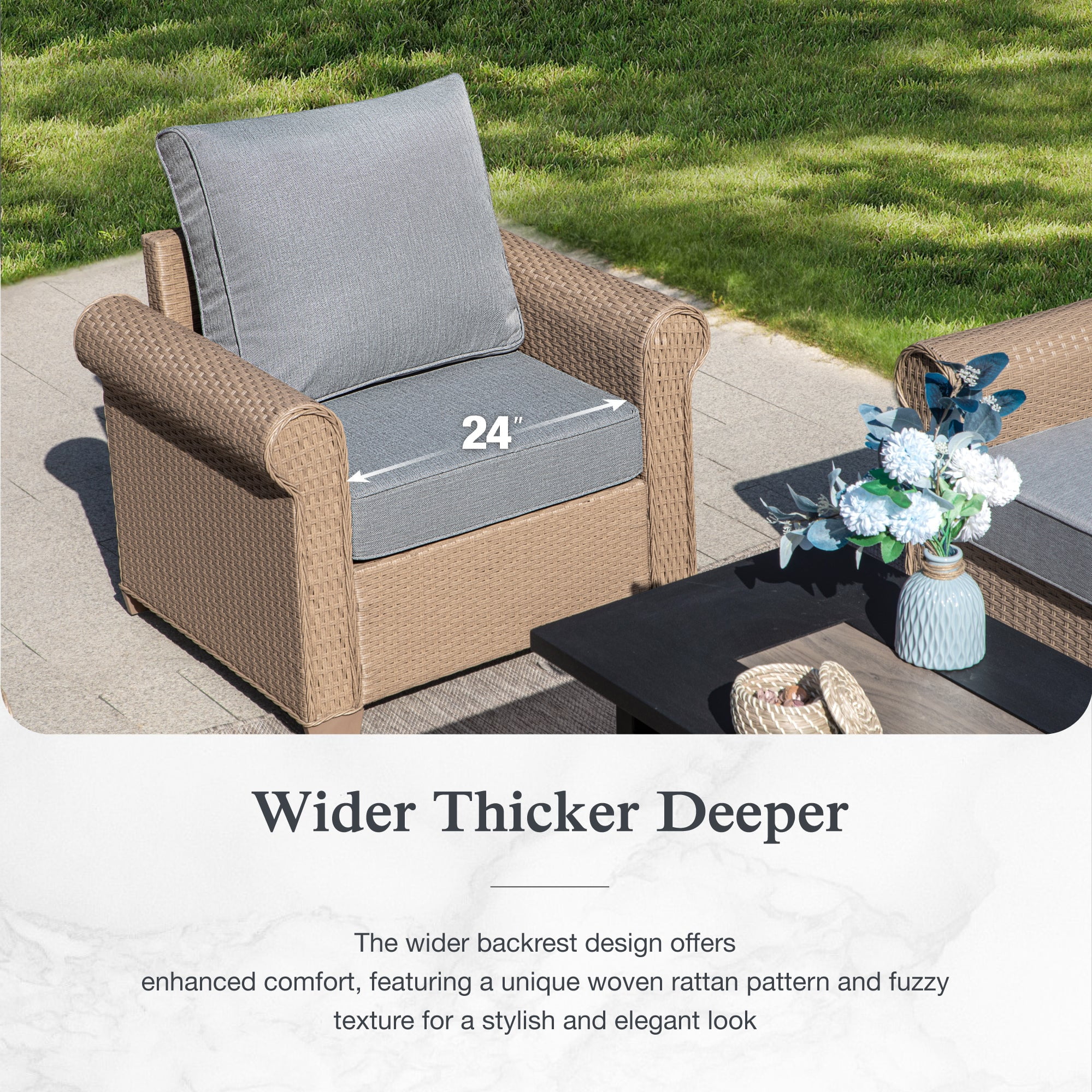 Sophia & William 2 Pieces Wicker Patio Furniture Set Outdoor Conversation Set with Cushions, Gray