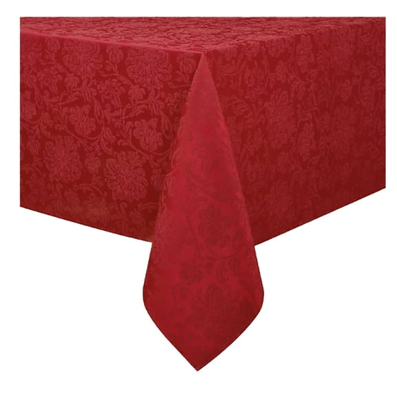 Liberty Procurement Christmas Holiday Tablecloth Red Damask Medley Fabric (90 Round)