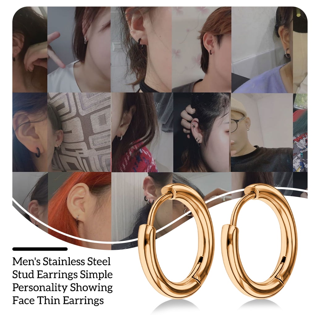 ピアス Monday Edition _ Shiny Ring Hoop Earrings ONBRIG Chunky Gold Earrings for Women Trendy Silver Hoops