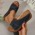 thumbnail image 6 of LOVZFMLL Wedge Sandals for Women Summer Comfort Walking Open Toe Dressy Platform Slides Hollow Shoes Slip On for Outdoor Navy 6, 6 of 9