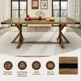 thumbnail image 4 of Blotout 79" Natural Wood Color Farmhouse Dining Table for 8-10 People, Rectangular Wood Dining Table with Wood Strip Base, Long Kitchen Table for Dining Room, Gathering, Kitchen (Natural Oak), 4 of 10