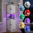thumbnail image 5 of 64.6" Farmhouse Corner Cabinet with LED Light, Tall Bathroom Cabinet with 4 Barn Doors and 5 Tier Shelves, Freestanding Corner Bar Cabinet with USB Ports & Outlets for Living Room, Kitchen, Bar, 5 of 8