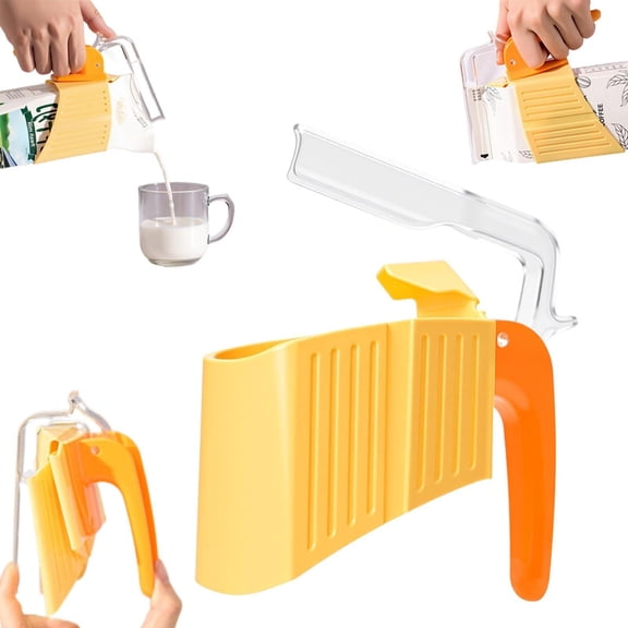 Milk Carton Holder with Handle and Sealing Clip, Reusable Gallon and Half Gallon Beverage Jug Holder for Juice, Soda and Milk Containers, Dishwasher Safe