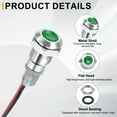 thumbnail image 3 of Uxcell 5Pcs 8mm Indicator Light, 110V-220V AC LED Metal Signal Lamp Waterproof,Green, 3 of 6