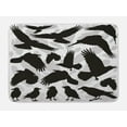 thumbnail image 1 of Black Crow Bath Mat, Design Illustration with Bird and Feather Silhouettes, Plush Bathroom Decor Mat with Non Slip Backing, 29.5" X 17.5", Black Pale Grey, by Ambesonne, 1 of 2