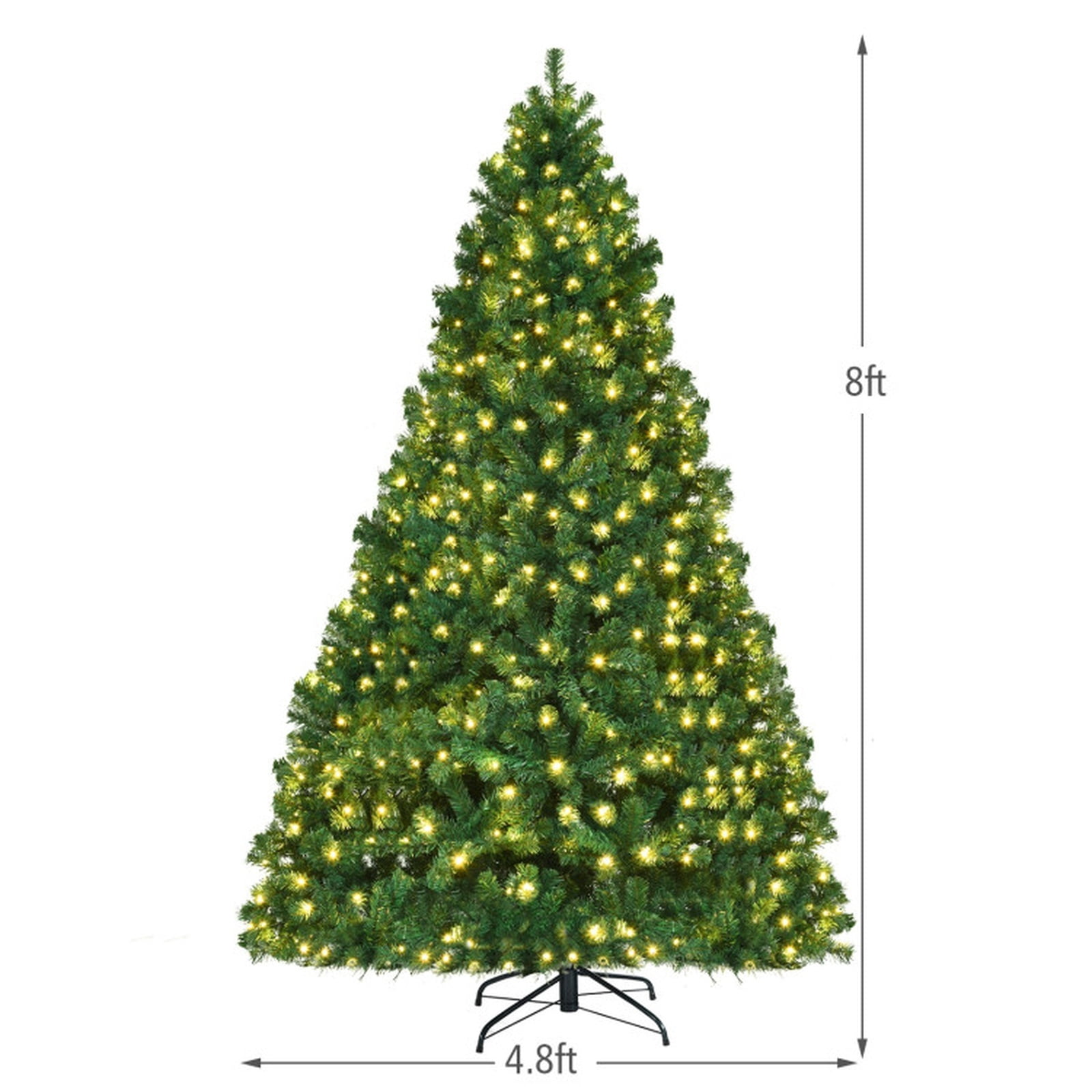RUIE, 8 Foot Pre-Lit Tree, 8 ft Artificial Christmas Tree, 430 LED Lights, Green, 1438 Full Tips, for Home Holiday Xmas Decoration