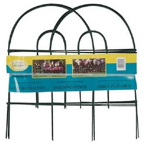 Panacea 89312 18" x 8' Green Wire Round Top Folding Garden Fence Fencing - Quantity of 10