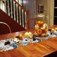 thumbnail image 4 of Thanksgiving Blue Pumpkin Autumn Leaves Table Runner-70 Inch Long Retro Wood Grain Table Runners Linen Burlap Tablerunner for Kitchen Dining Room Holiday Party, 4 of 6