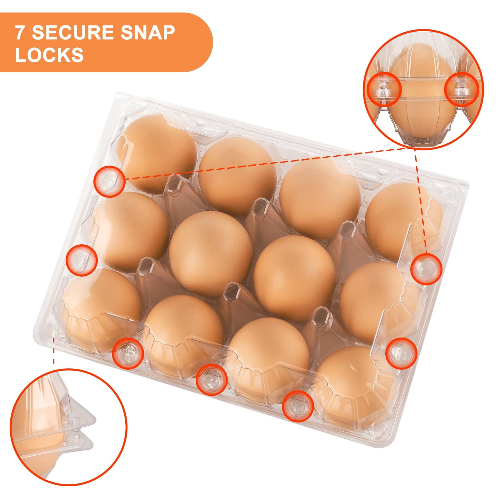 100 Pack Clear Plastic Egg Cartons  Reusable Stackable Containers For Farm Market & Fridge Storage 3*4 Grid